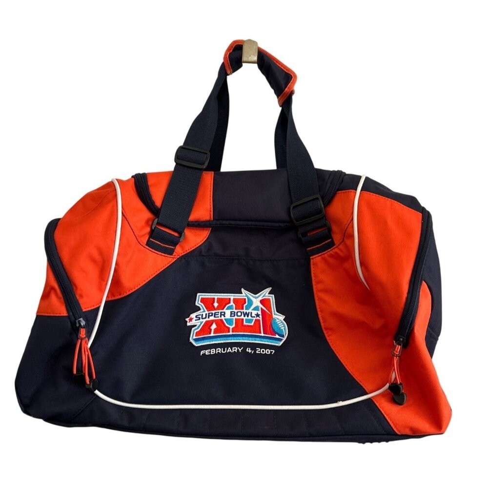 Reebok NFL Super Bowl XLI Large Duffel Bag Navy & Orange With Shoulder Strap
